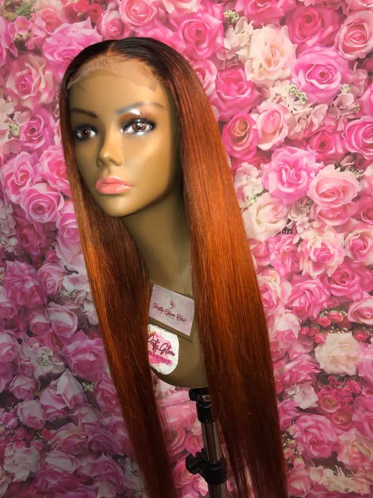 Pumpkin Spice Straight Lace Closure Human Hair Wig - Affordable Line