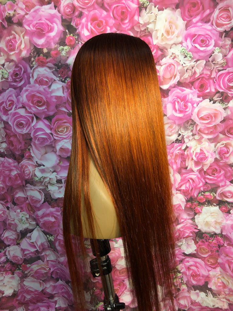 Pumpkin Spice Straight Lace Closure Human Hair Wig - Affordable Line