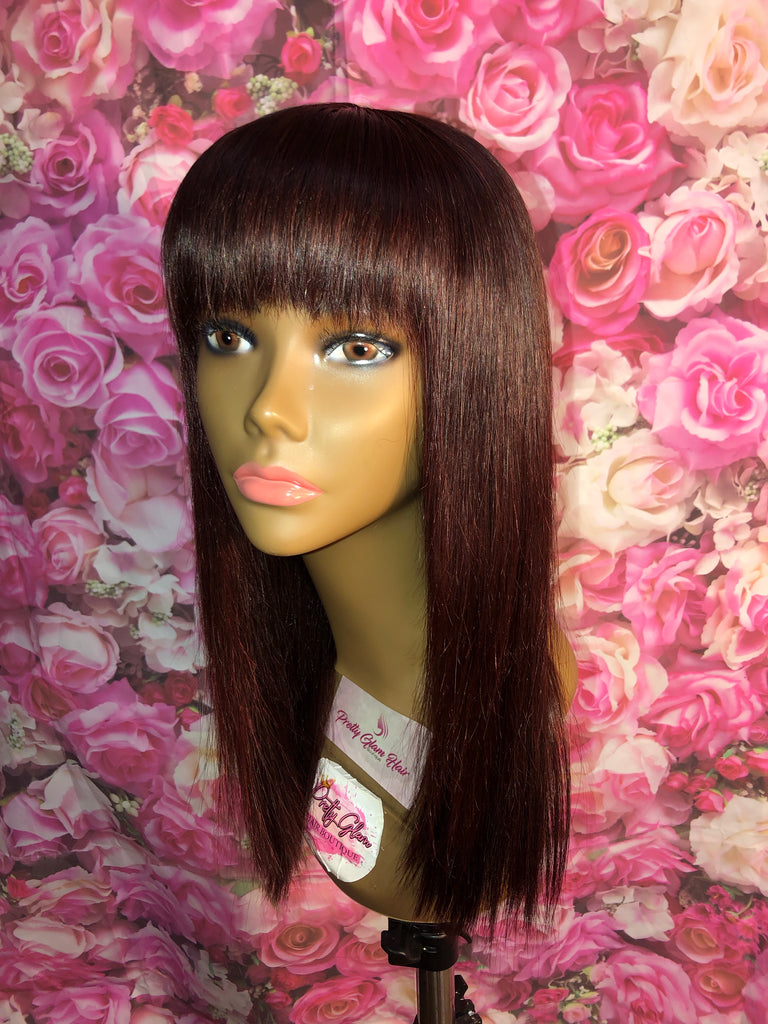 14” Straight Human Hair Lace Closure Wig w/ Bangs