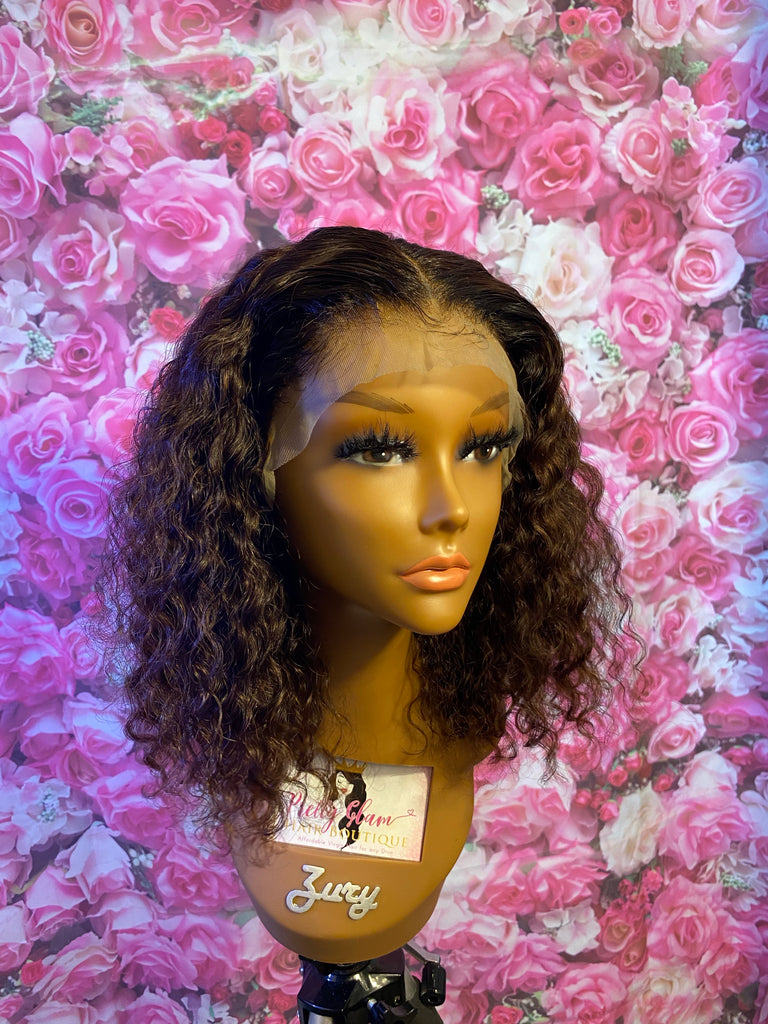 14” Mongolian Curly Human Hair Lace Front Wig