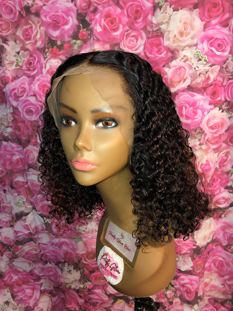 Mongolian Kinky Curly Human Hair 180% Lace Front Wig