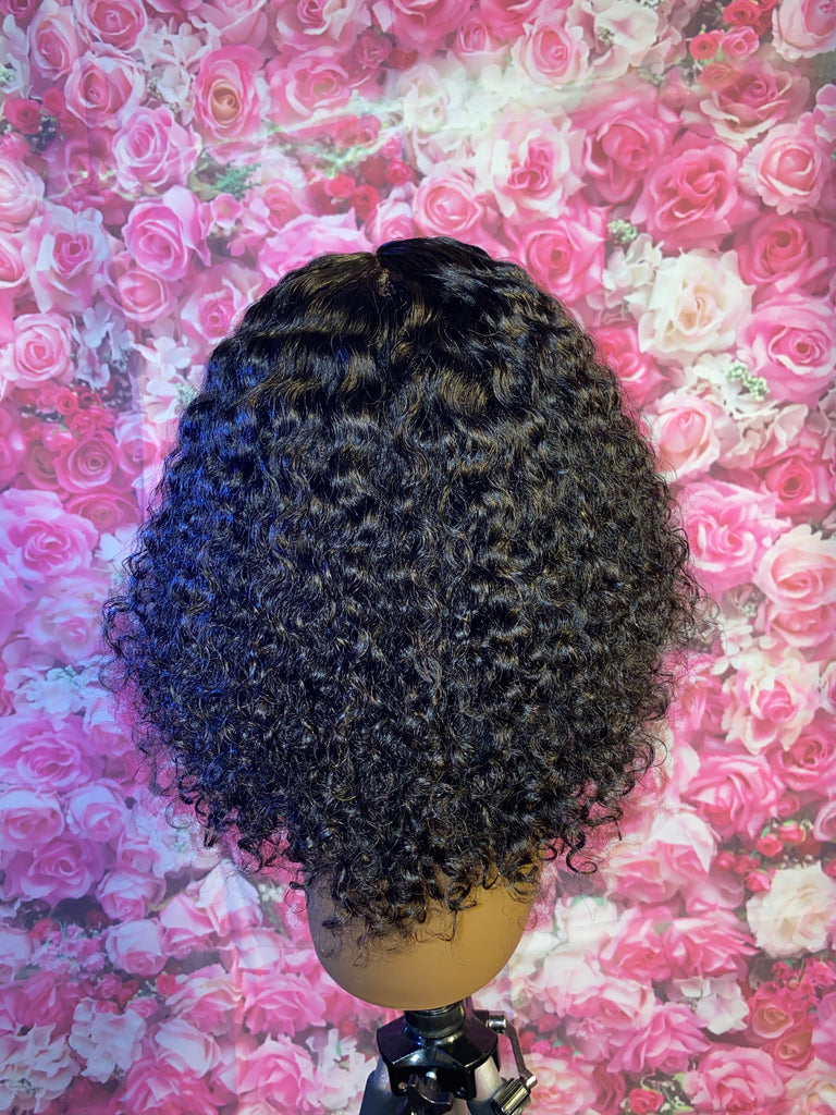 Glueless 12” Deep Curly Human Hair Lace Front Unit