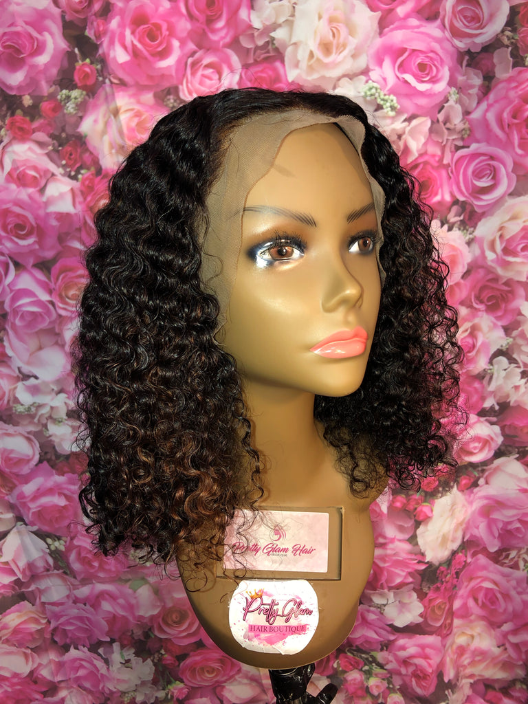 Mongolian Kinky Curly Human Hair 180% Lace Front Wig
