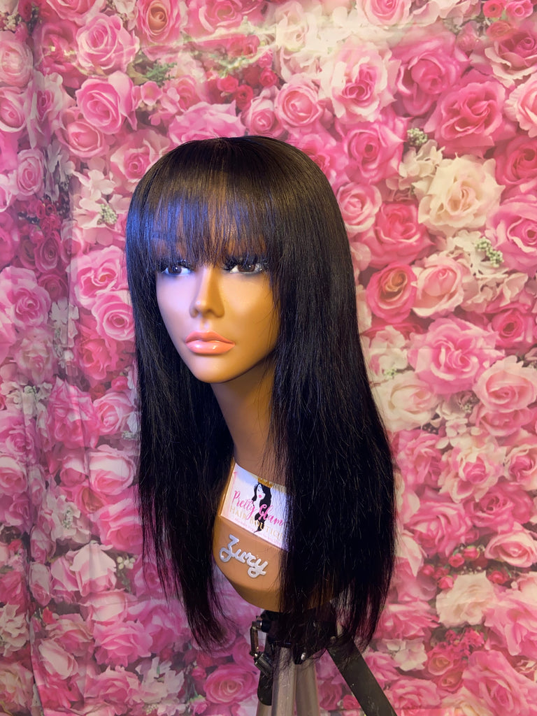 18” Body Wave Human Hair Lace Closure Unit w/ Bangs