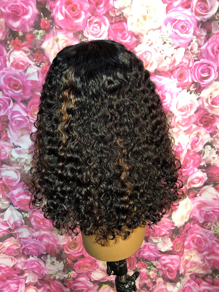 Mongolian Kinky Curly Human Hair 180% Lace Front Wig