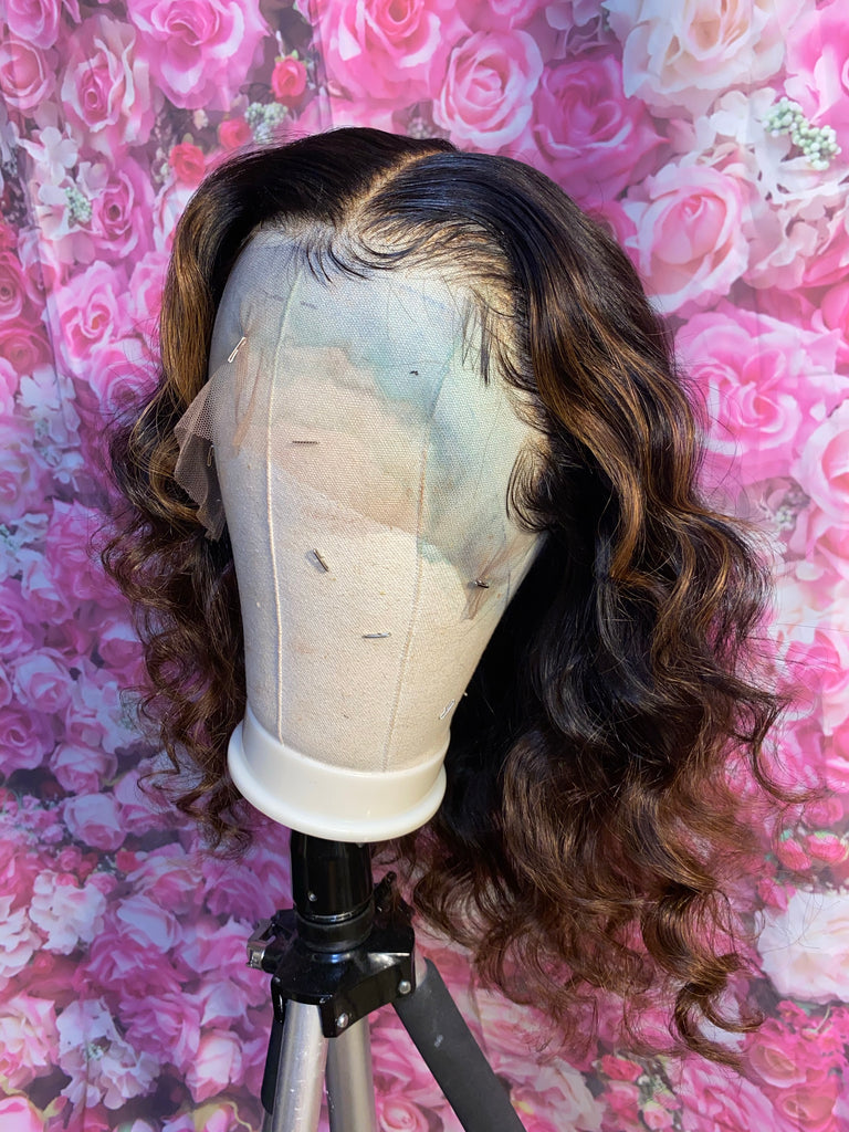 Glueless 16” Wavy (curled) Human Hair Lace Frontal Unit (Main Line)