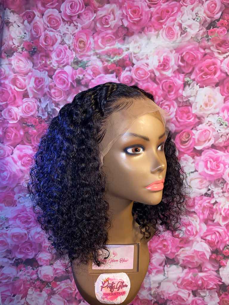 Glueless 12” Deep Curly Human Hair Lace Front Unit