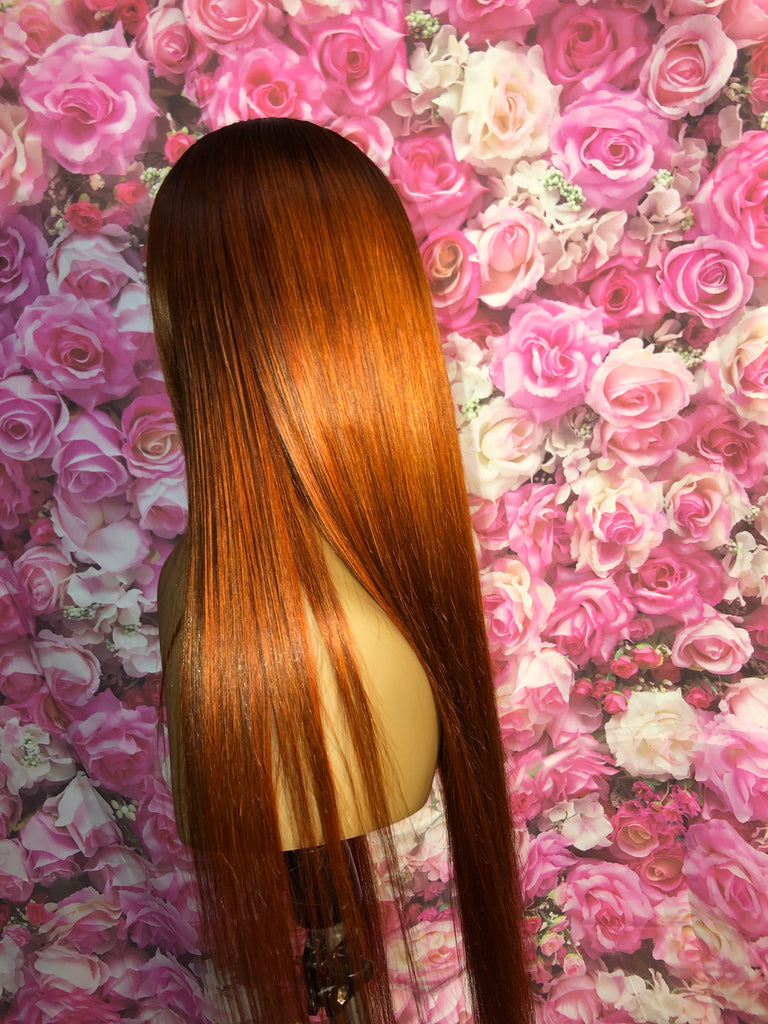 Pumpkin Spice Straight Lace Closure Human Hair Wig - Affordable Line