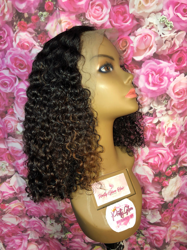 Mongolian Kinky Curly Human Hair 180% Lace Front Wig