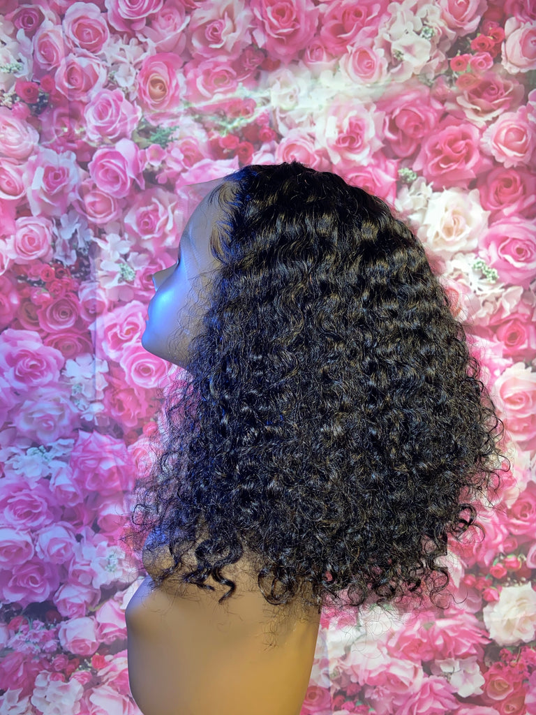 Glueless 12” Deep Curly Human Hair Lace Front Unit