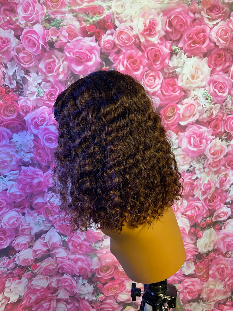 14” Mongolian Curly Human Hair Lace Front Wig